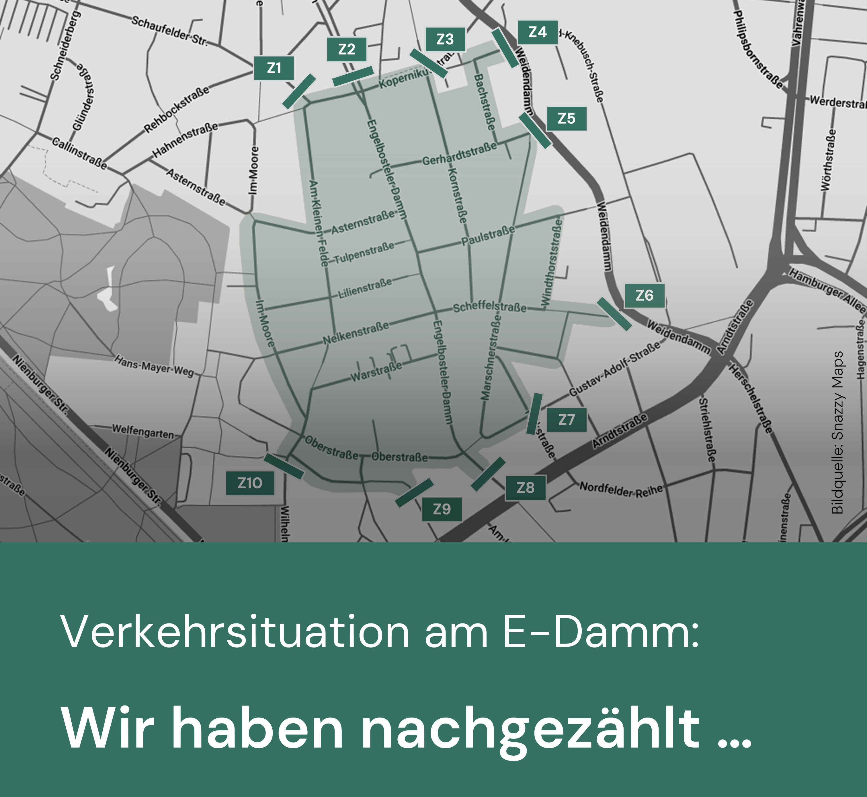 Verkehrssituation am E-Damm: Wir haben nachgezählt